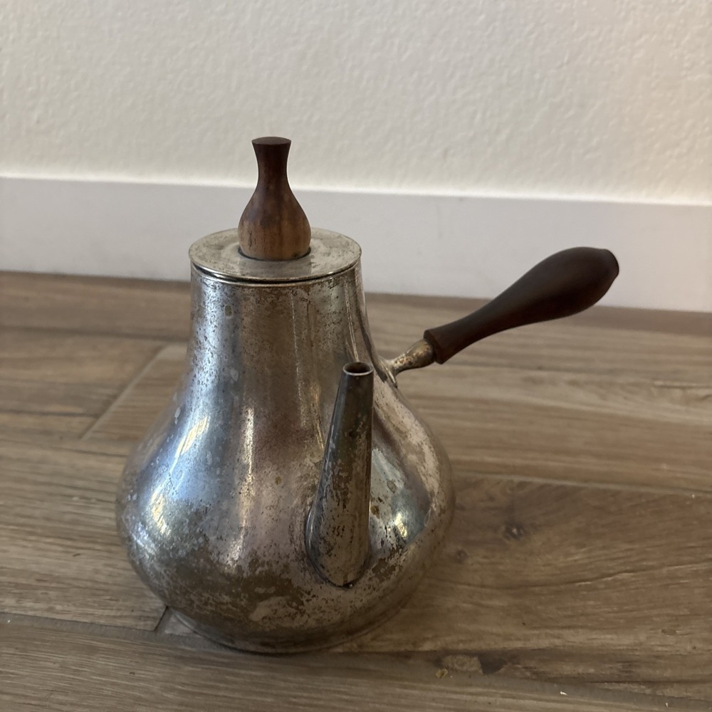 VTG Kalmar Style Italian Coffee Pot Teakwood Handle‎ Tea Pot MCM 1960s